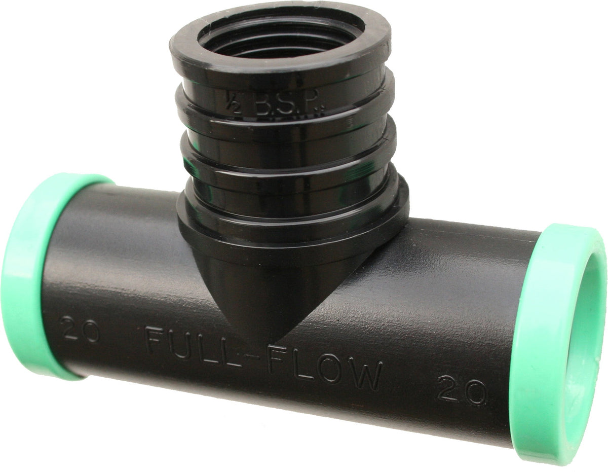 Full Flow Female Combination Tee (P X Fi) 20Mm X 1/2" Bsp