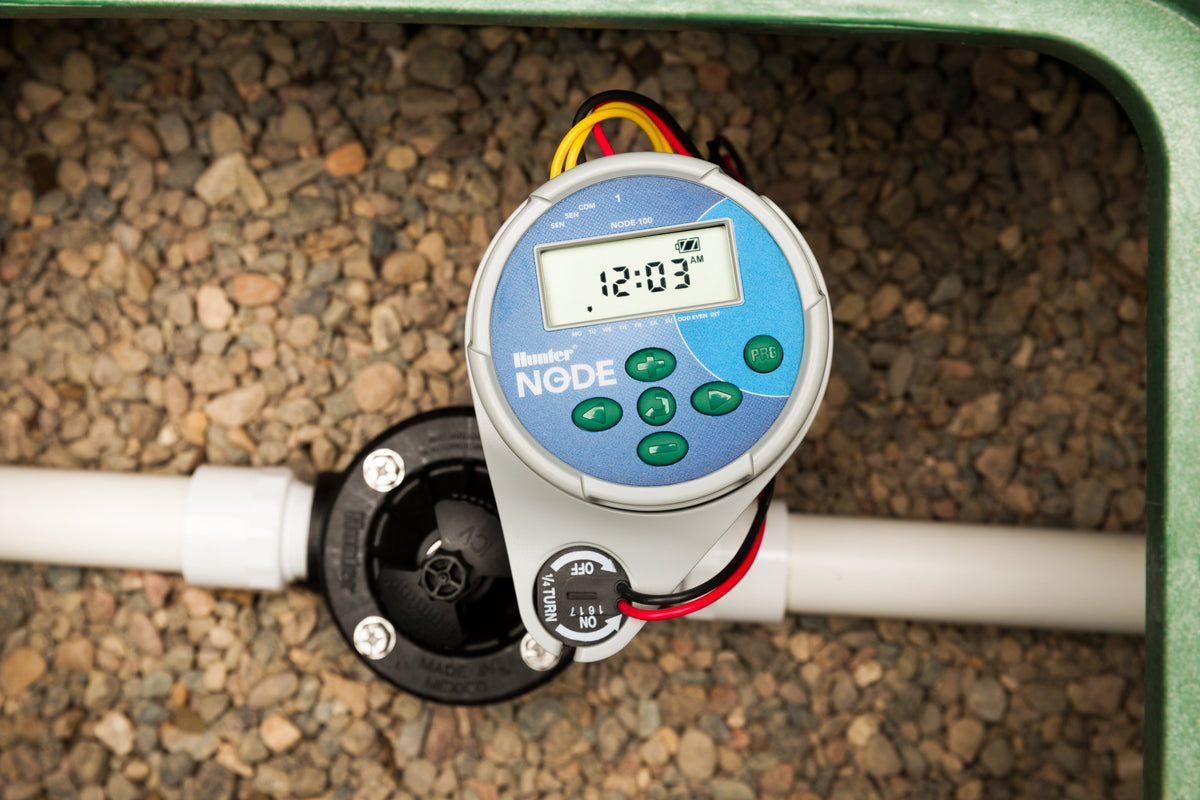 Hunter Node 100 Single Station Controller With Pgv 25Mm Valve And Dc Latching Solenoid (Bsp Threads)