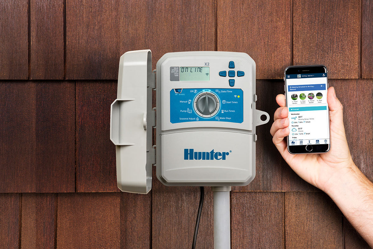Hunter X2 6-Station Controller, 230V Internal Transformer And European Plug With Plastic Outdoor Cabinet (Wi Fi Module Not Included)